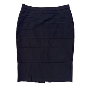 Thalian Pencil Skirt 4 Black Tiered Bandage Midi Stretch Office Sophisticated
